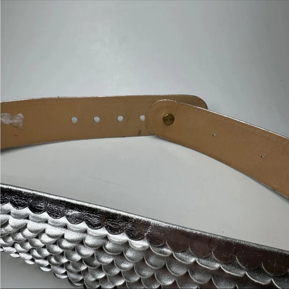 Vintage Charles Jourdan Belt Women's Silver Tone Metallic Leather Made France M